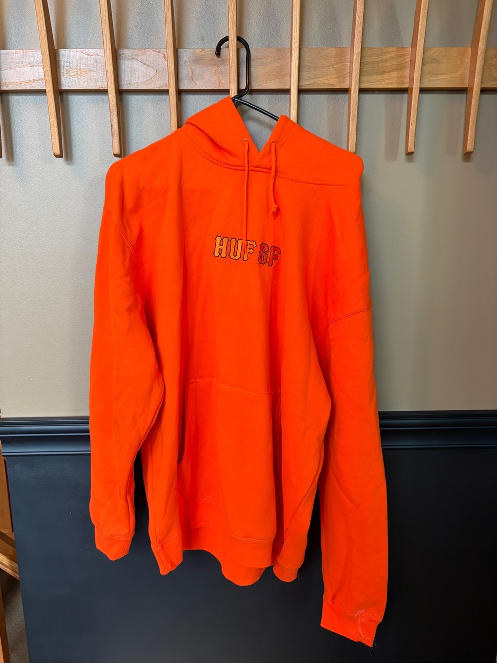 HUF SF Orange Pullover Hoodie - Men's Casual Sweatshirt size XL